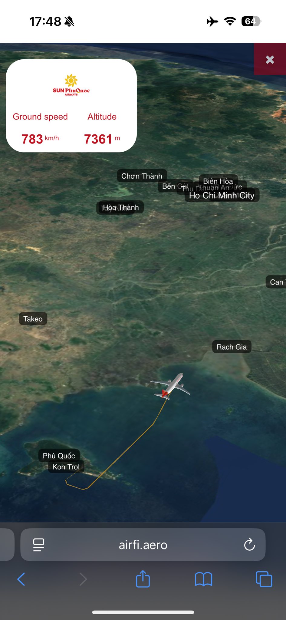 Thông tin chuyến bay qua Wifi